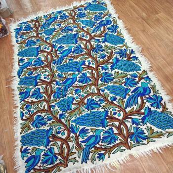 Tree Design White Woolen Carpet Manufacturers in Jaisalmer